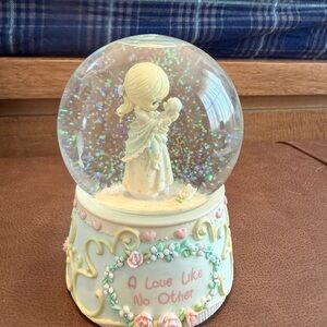 Enesco Cream and Pink Snow Globe